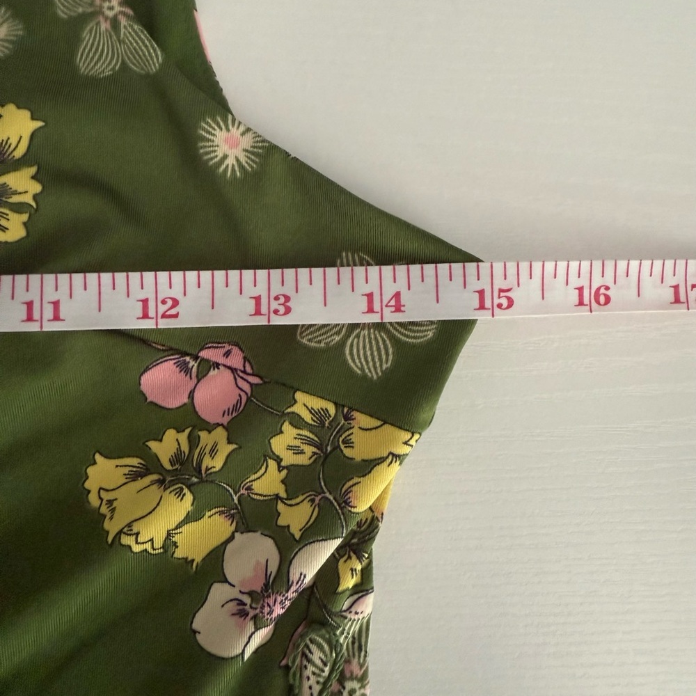 Forever 21 Green Floral Pantsuit Wide leg Spring V Neck Boho Size S - Picture 8 of 14
